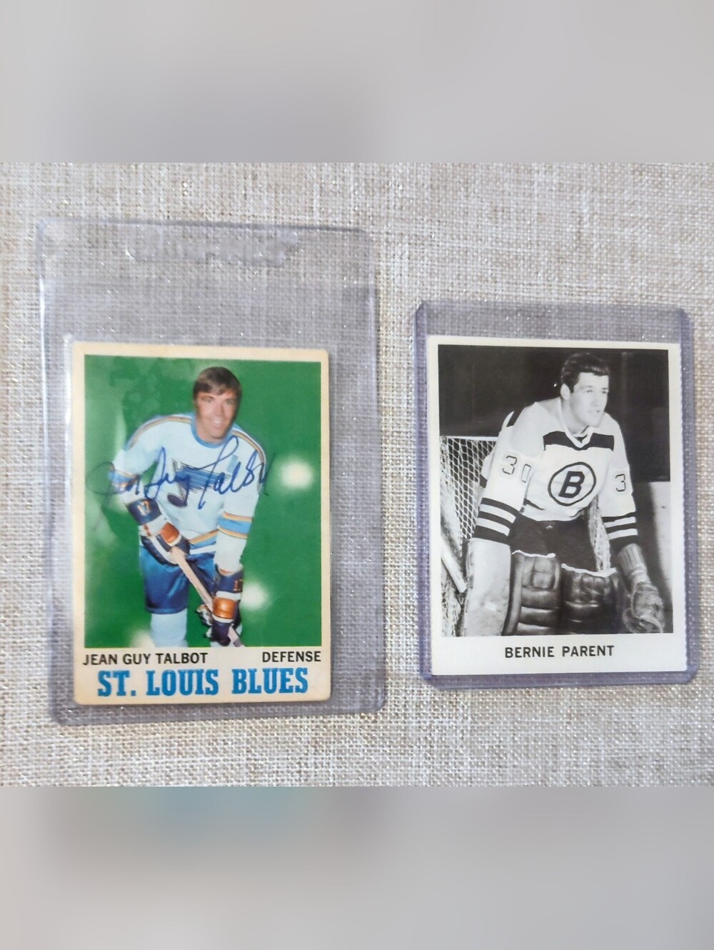 Vintage Card Lot 1965 CocaCola Bernie Parent rookie card & Signed 1970-71 Talbot